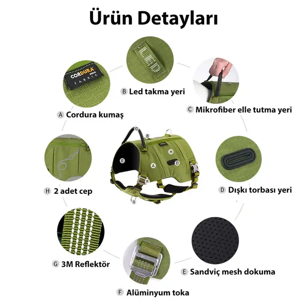 Cordura Kumaşlı, Cepli Kahverengi Göğüs Tasması